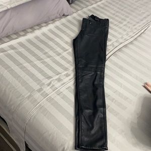 Black faux leather pants